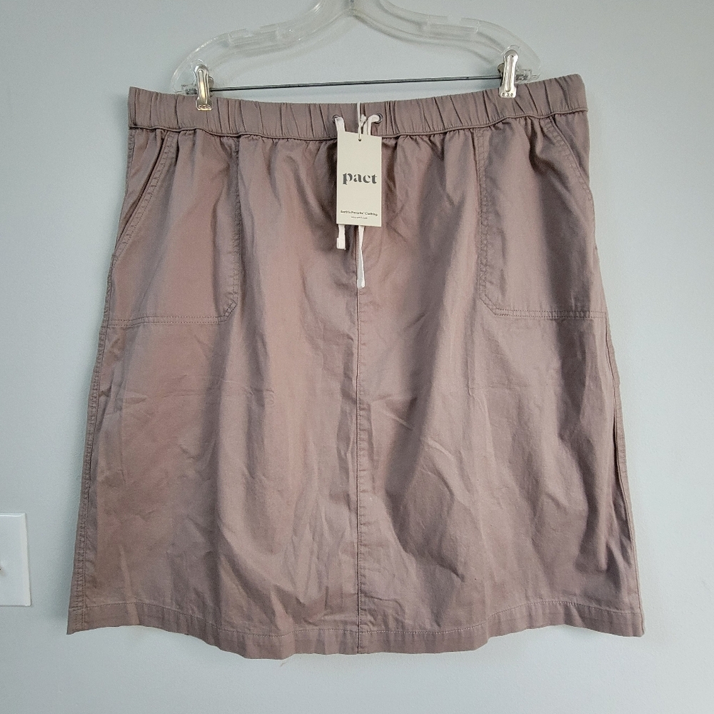 NWT Pact Organic Cotton Daily Twill Utility Skirt Khaki Women's Size 3X Capsule